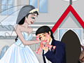Game Bride and groom kissing